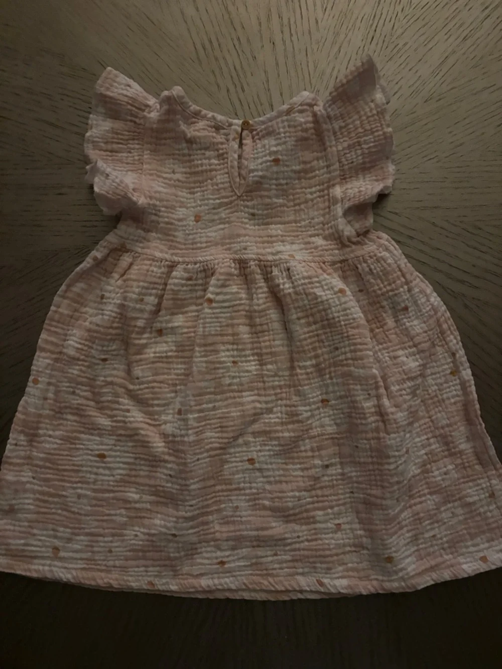 Rabbit + Bear Organic Pink Muslin Flutter-Sleeve Dress